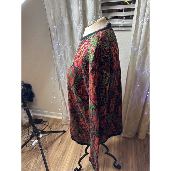 VTG 80s 90s Tapestry-Jumper Sweater Shoulder pads Retro cotton blend Mardi Gras - Picture 7 of 16